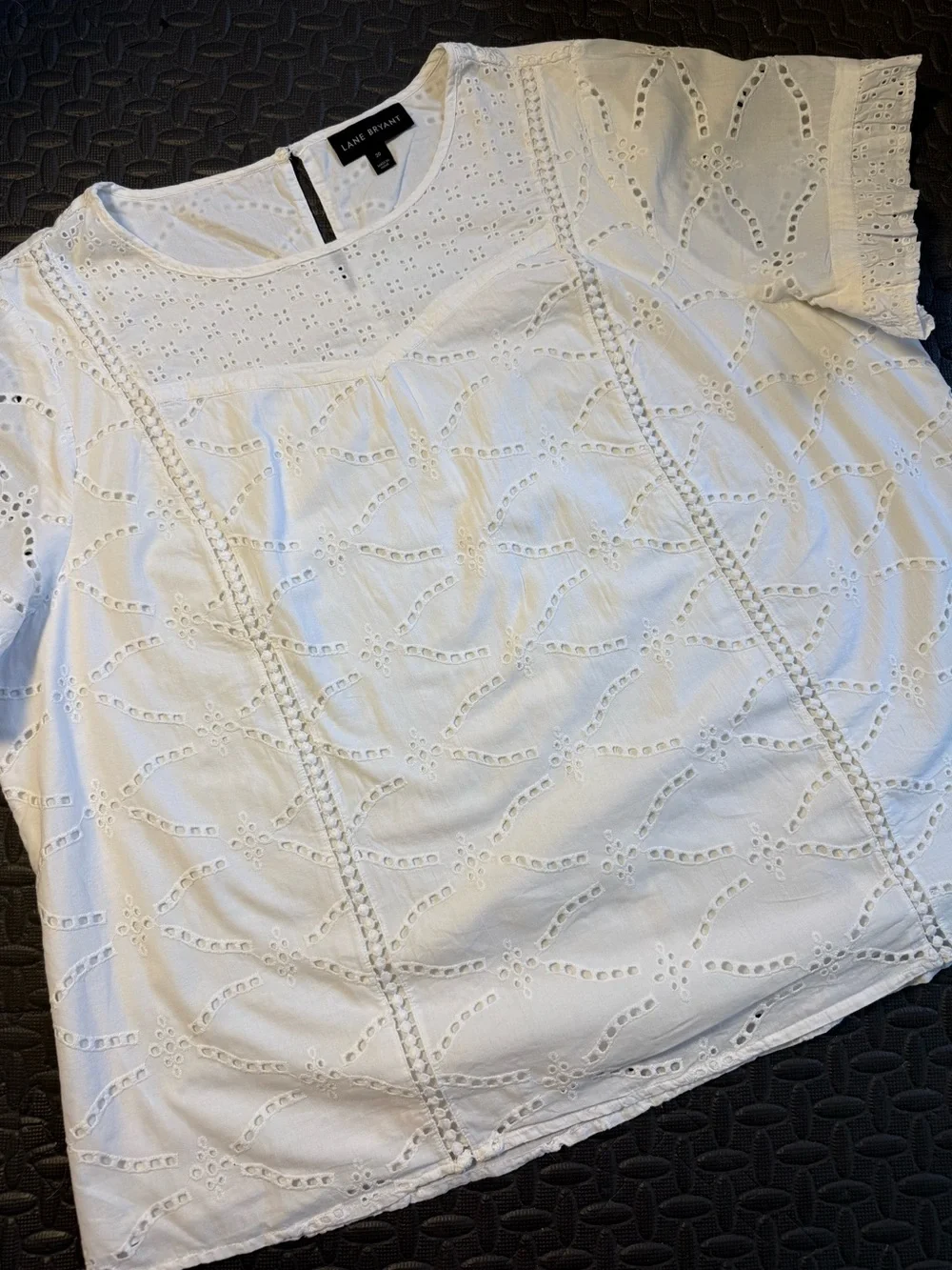 Lane Bryant White Cotton Eyelet Blouse Plus Size 20
